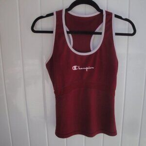 Champion Womens Tank Activewear Size S-M Black Burgurgandy Workout Racer